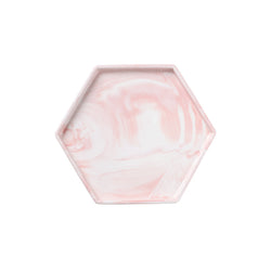Hallie pink marble tray - Hexagon