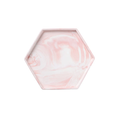 Hallie pink marble tray - Hexagon