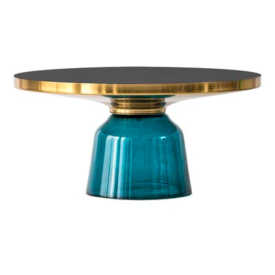 Oliver gold trim glass coffee table - Blue