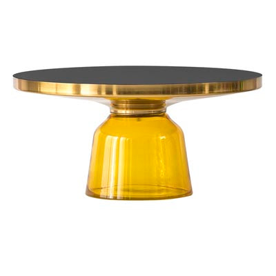 Oliver gold trim glass coffee table - Yellow