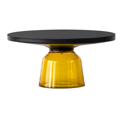 Oliver black trim glass coffee table - Yellow